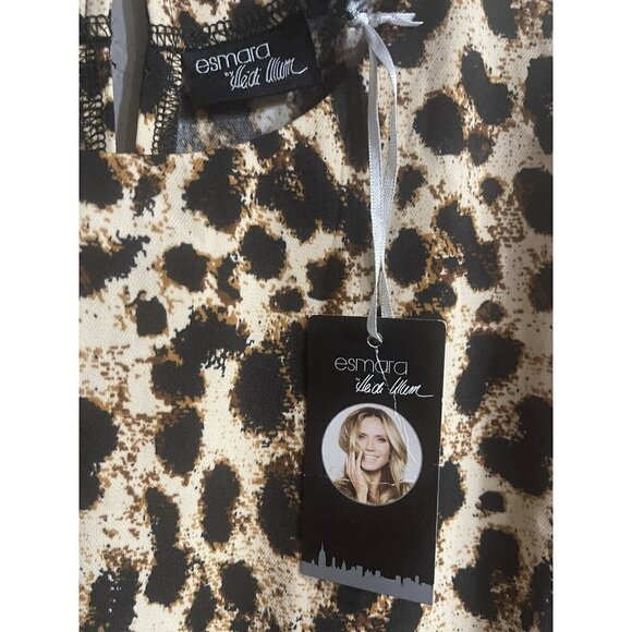 Esmara Heidi Klum mini dress Women’s Leopard Print Cuff Sleeves Sz 6 Heidi - Picture 3 of 11